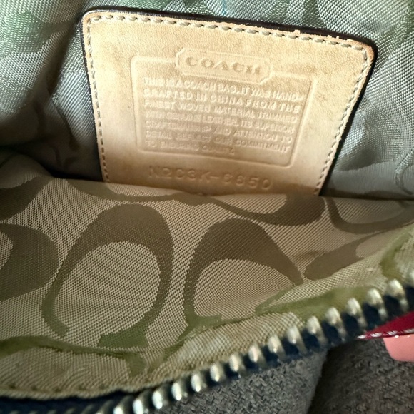 Coach Vintsge Denim Crossbody Bag with Red and Brown Accents - Picture 3 of 4